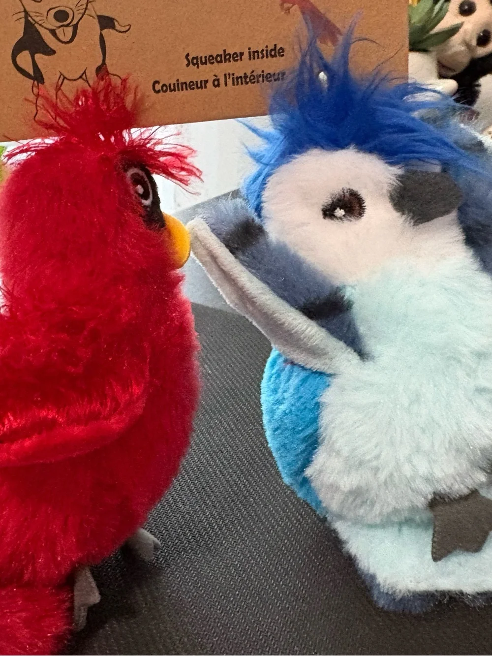 Pally Paws Set Of 2 Very Solf Multicolor Birds Clinker & Squeaker Dog Toy. 7”
